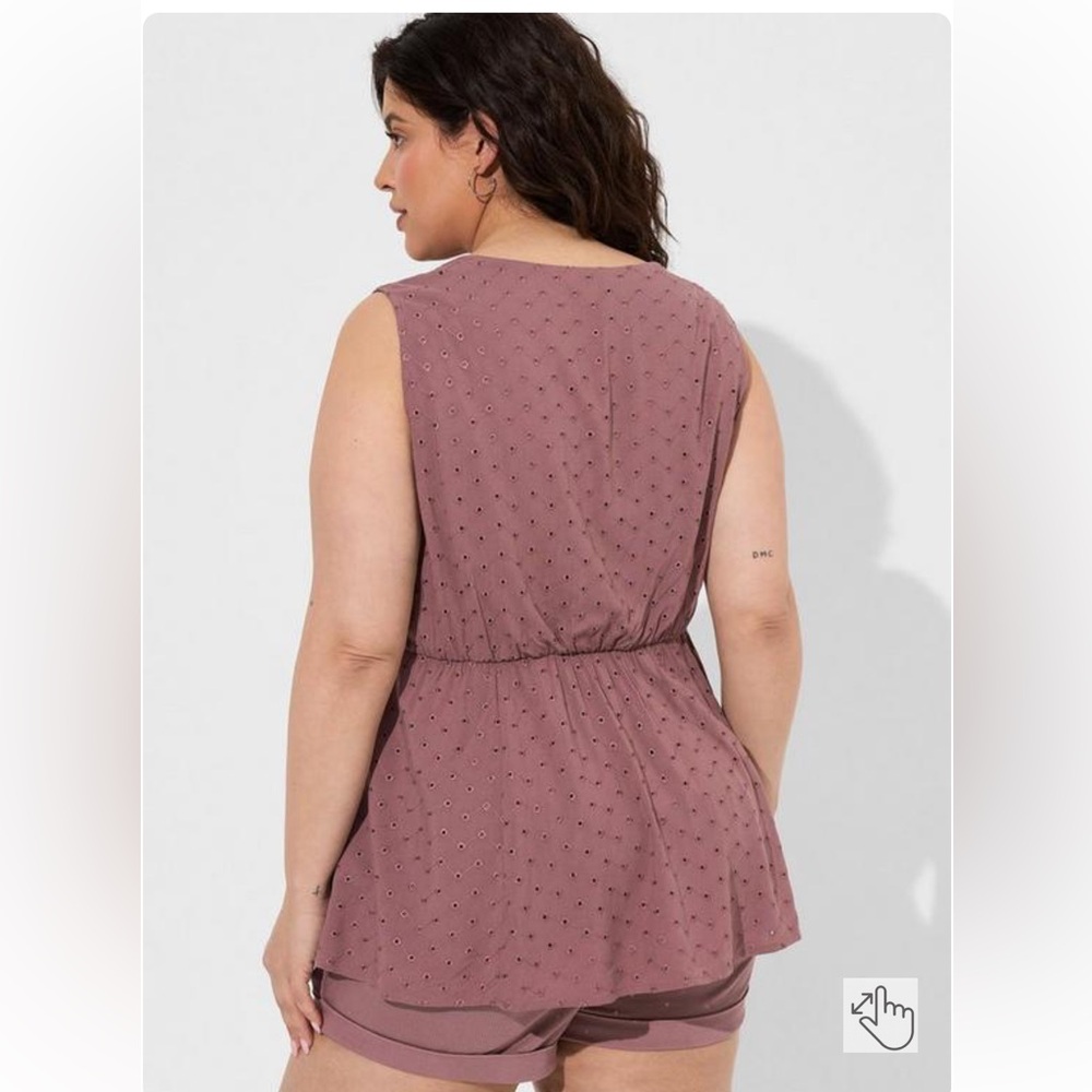 NWT Torrid Mixed Eyelet Sisterhood Baby doll Size 1 Rose Taupe - Picture 5 of 11